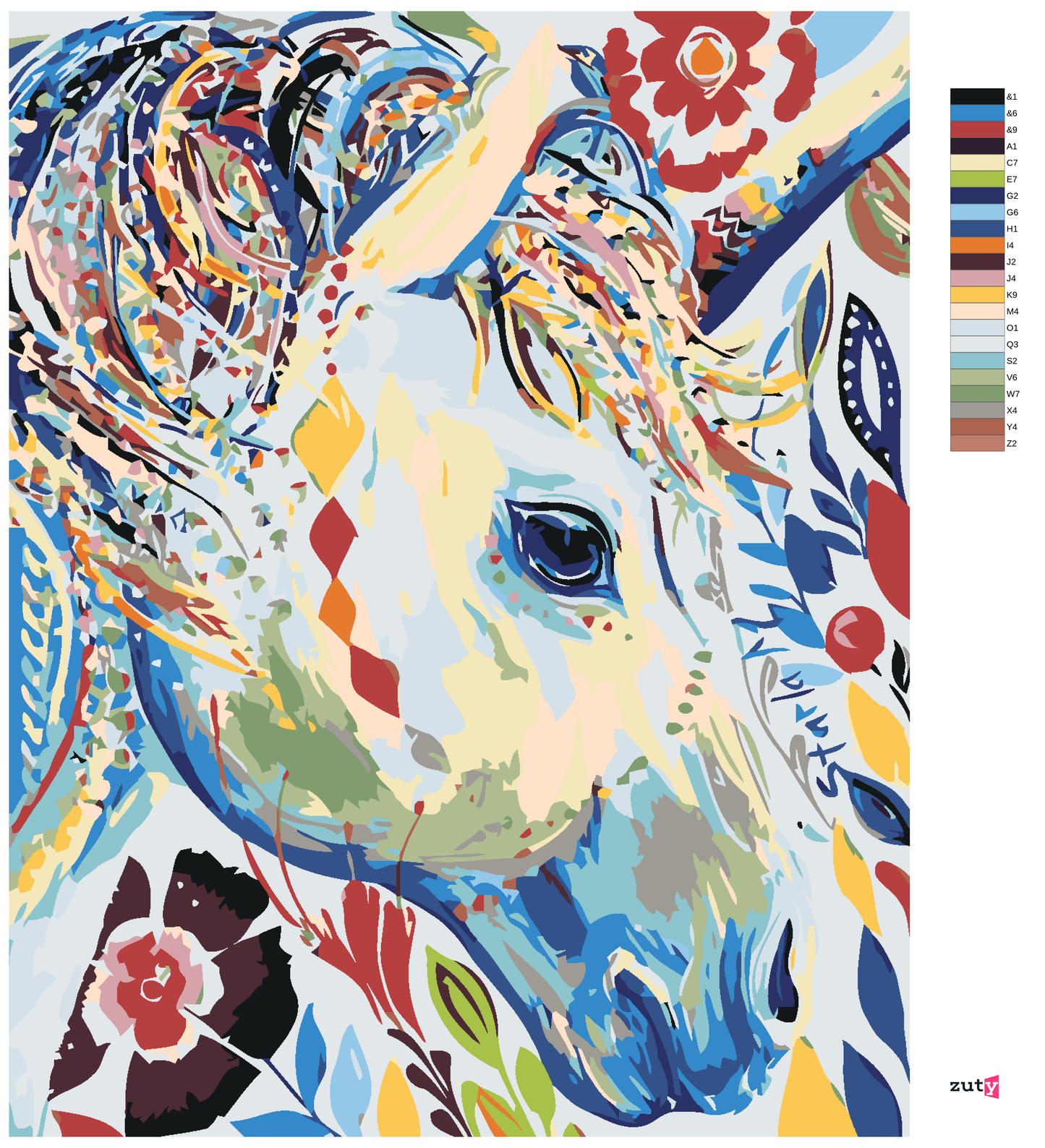 Paint by Numbers - WHITE FLORAL MARE