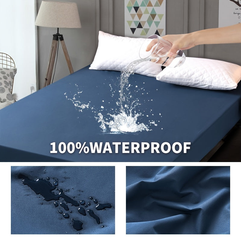 Blue Waterproof Soft Brushed Fitted Sheet  1pc