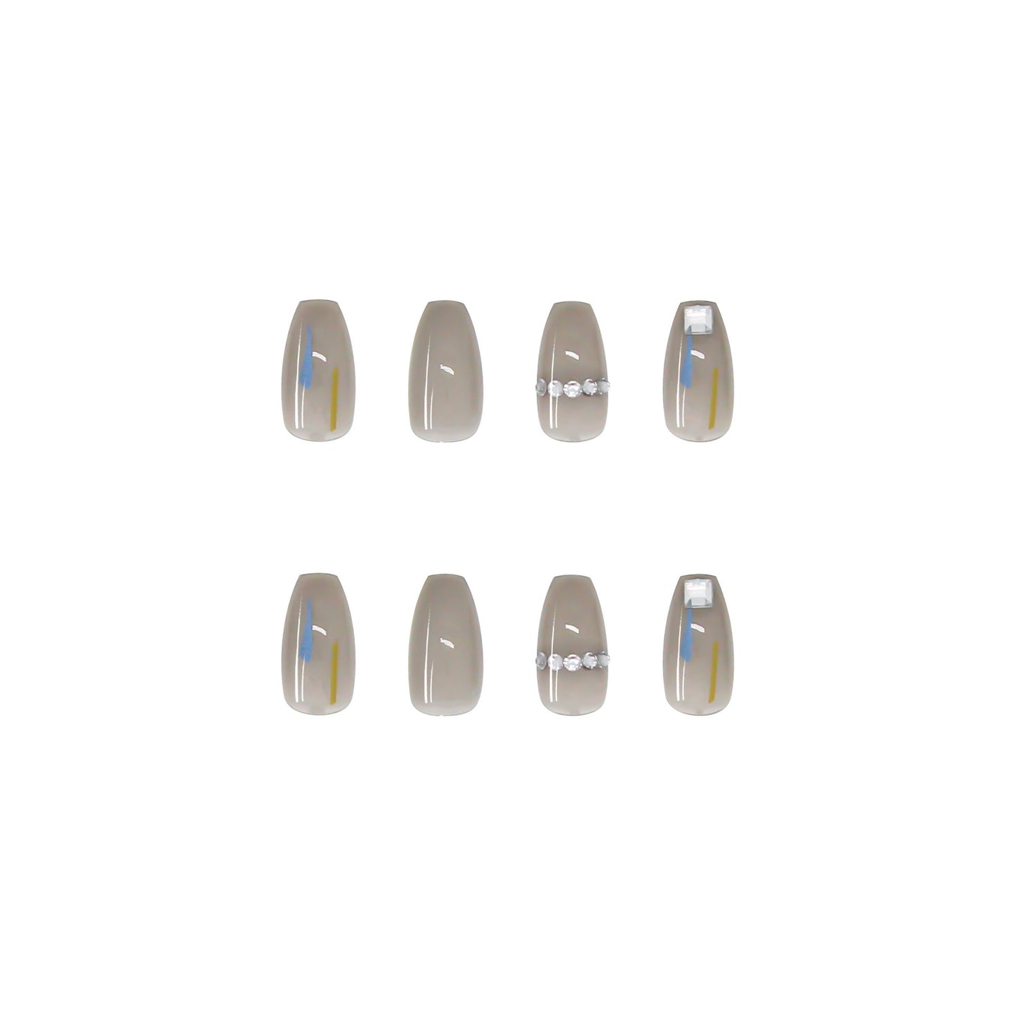 Transparent Gray Manicure Niche High-End Square Drill Wearing Nails Fa