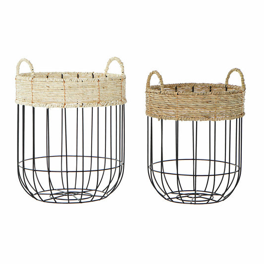 Basket set DKD Home Decor Metal Fibre Loft (2 pcs)