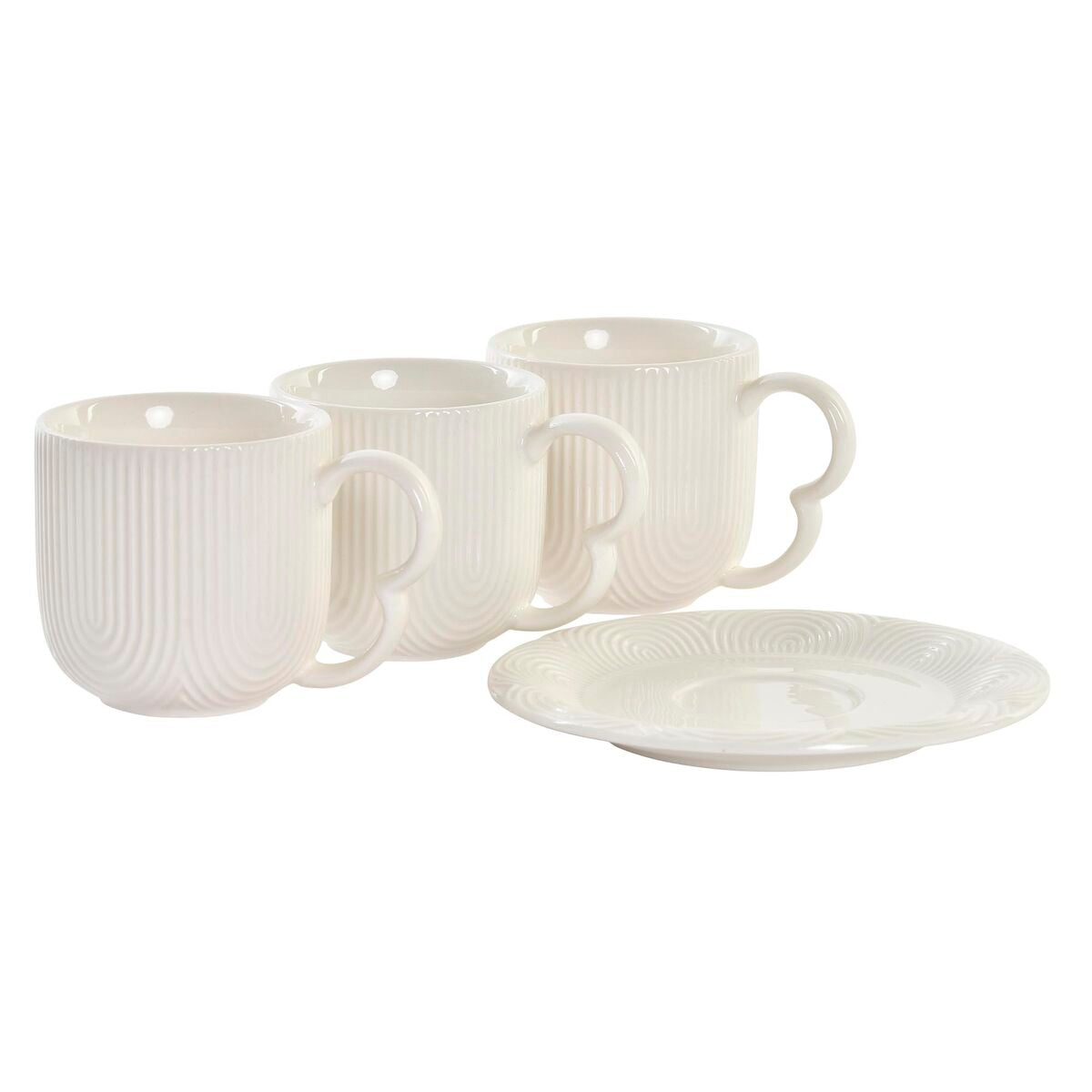 Set of 6 Cups with Plate DKD Home Decor White Natural Porcelain 90 ml