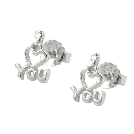 stud earrings i love you silver 925