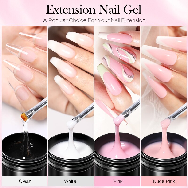 Born Pretty 225g Nail Extension Gel Jelly White Pink Clear Gel Nail