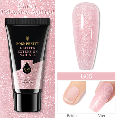 Born Pretty 30/20ml Glitter Acrylic Gel Finger Extension Silver Pink