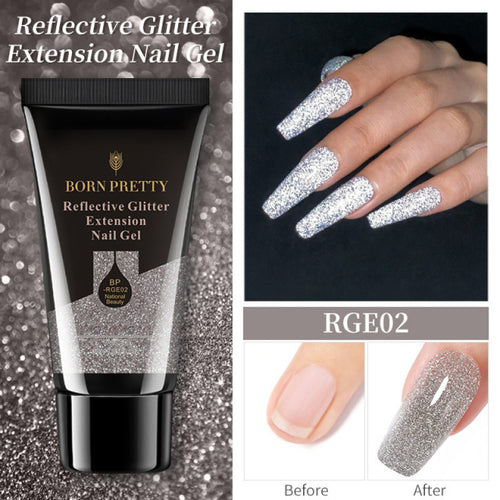 Born Pretty 30/20ml Glitter Acrylic Gel Finger Extension Silver Pink