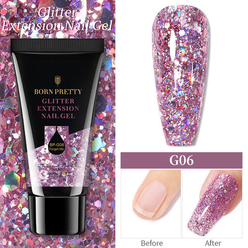 Born Pretty 30/20ml Glitter Acrylic Gel Finger Extension Silver Pink