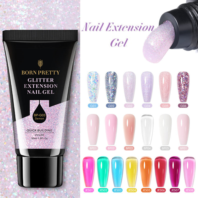 Born Pretty 30/20ml Glitter Acrylic Gel Finger Extension Silver Pink