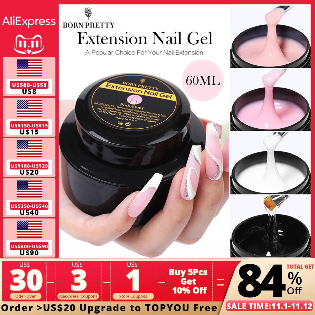 Born Pretty 60/30ml Hard Jelly Extension Nail Gel Polish French Nails