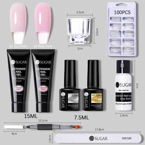 UR SUGAR 15ml Extension Nail Gel Set Full Manicure Kit Crystal Acrylic