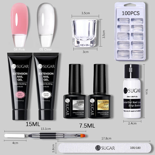 UR SUGAR 15ml Extension Nail Gel Set Full Manicure Kit Crystal Acrylic