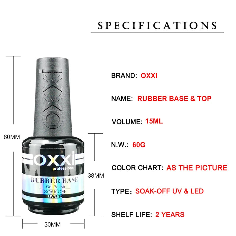 OXXI 15ml Base and Top Coat for Gel Polish Semi-permanent Varnish