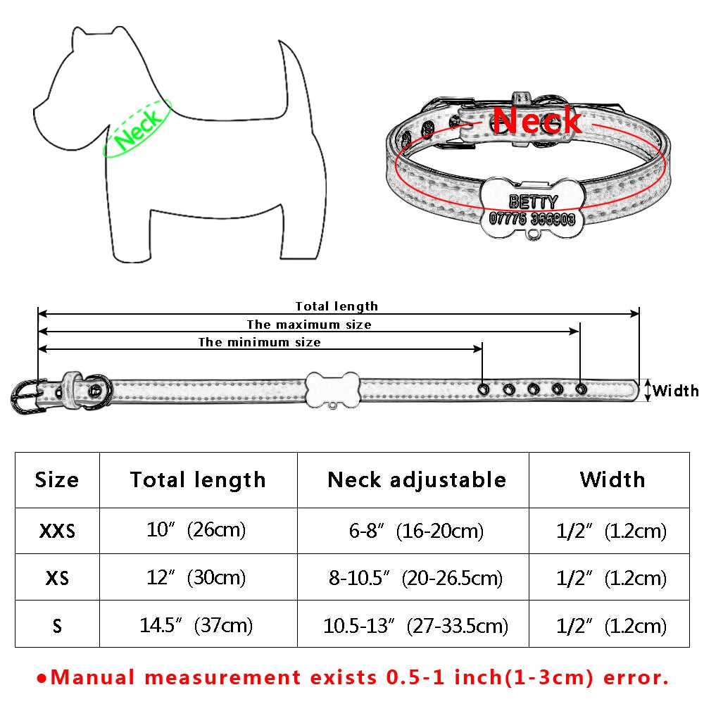 Personalized Dog Collars Custom Chihuahua Puppy Cat Collar Bone ID