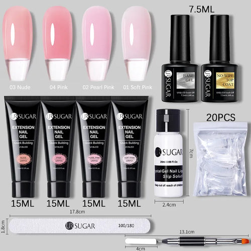 UR SUGAR Acrylic UV Gel Extension Nail Gel Kit Nude Glitter Color Fast