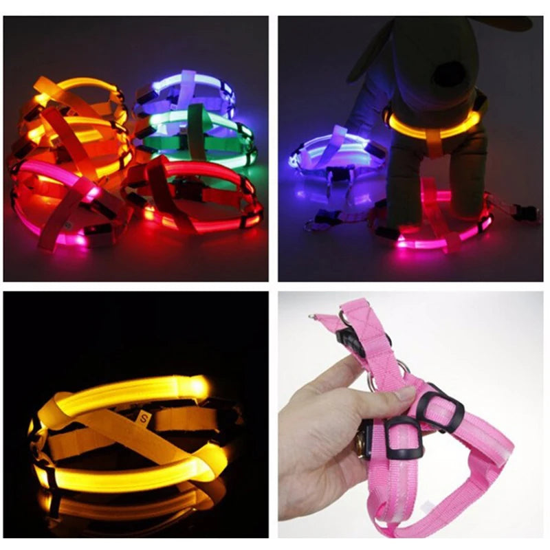 USB Rechargeable Luminous Dog Harness No Pull LED Light Night Safety