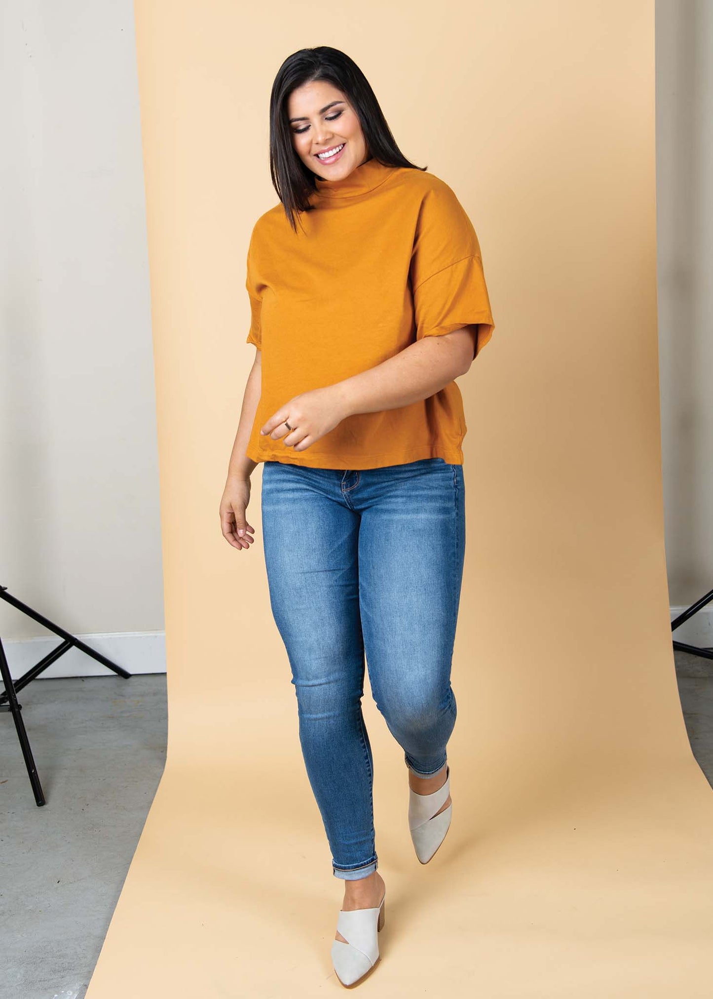 Mare Mock Neck Top - Marigold