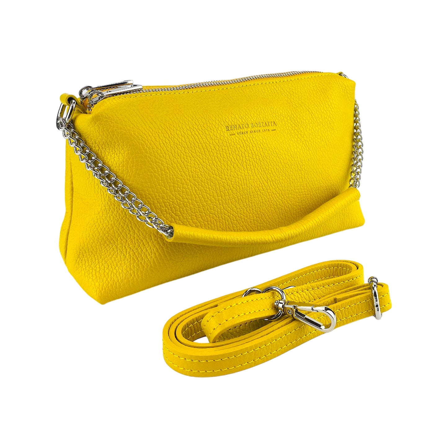 RB1025R  | Borsa Donna a Mano con doppia lampo in Vera Pelle Made in