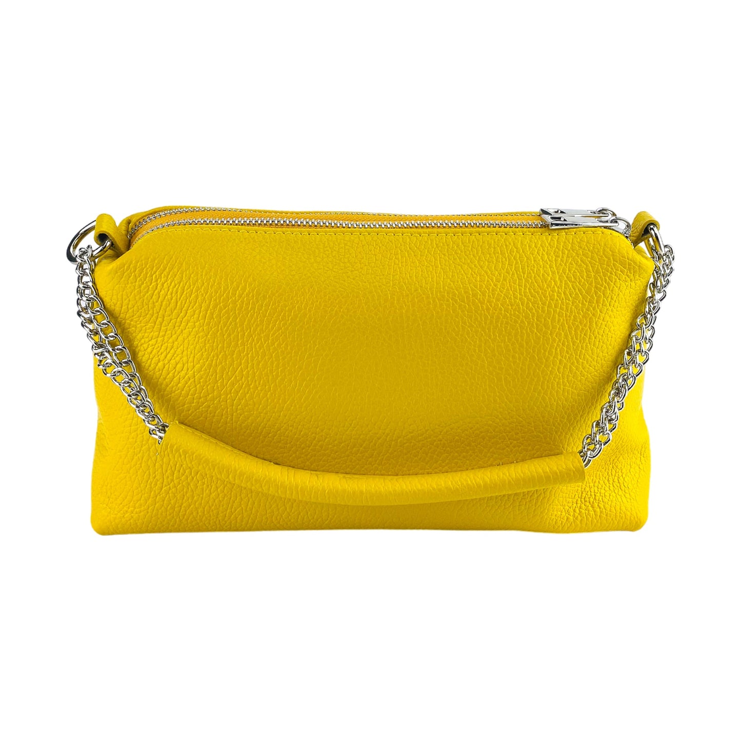 RB1025R  | Borsa Donna a Mano con doppia lampo in Vera Pelle Made in