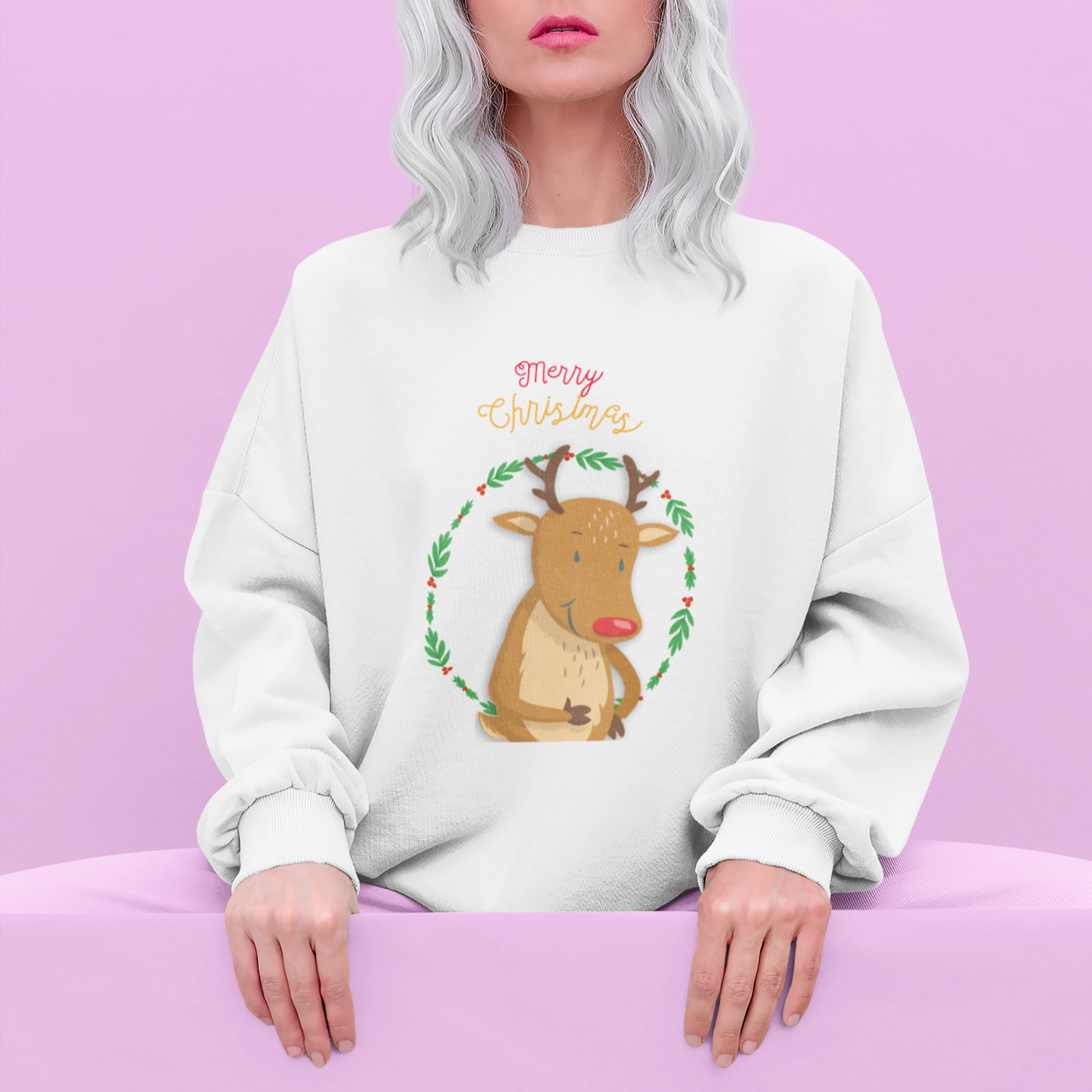 Womens Reindeer Crewneck Sweatshirt