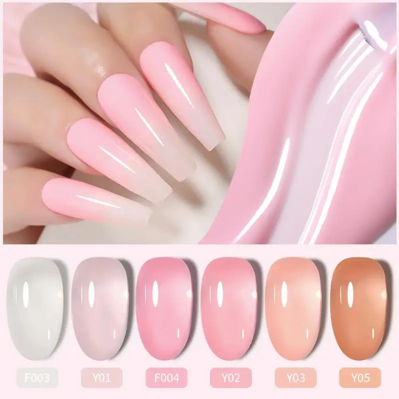 LILYCUTE 6PCS/SET 7ml Jelly Pink Nude Translucent Gel Nail Polish Set