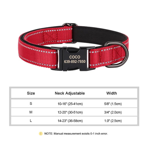 Reflective Personalized Dog Collar Engrave ID Nylon Collars Soft