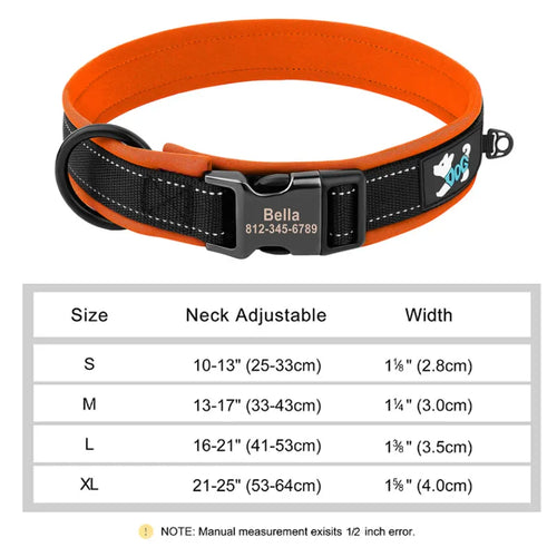 Reflective Personalized Dog Collar Engrave ID Nylon Collars Soft