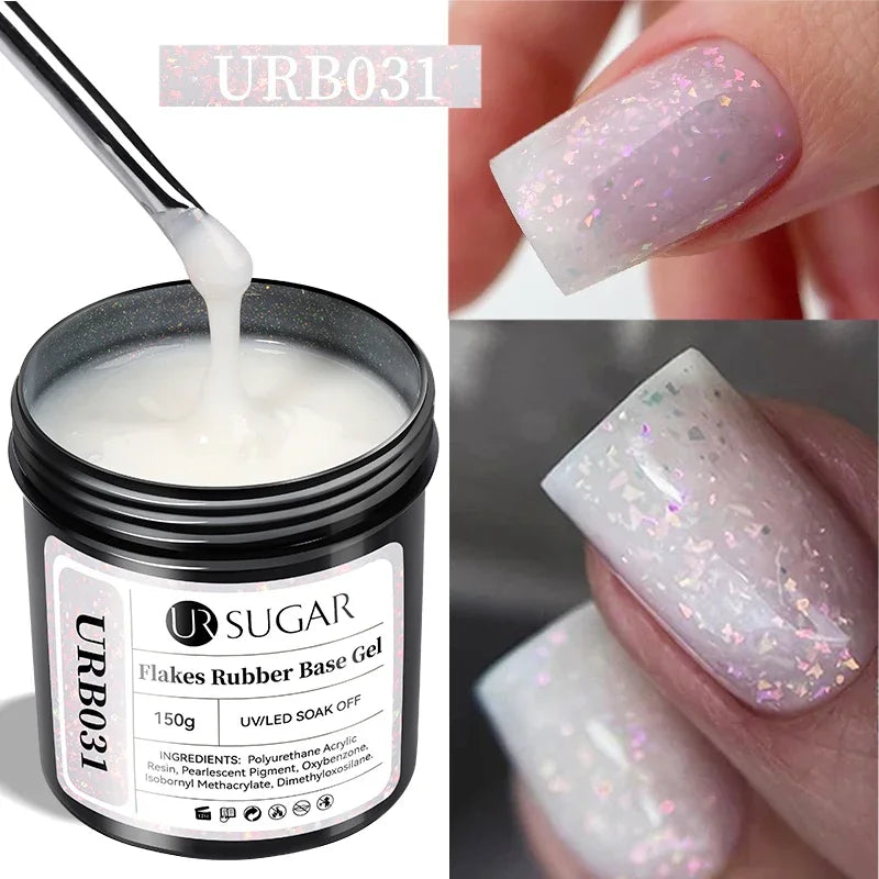 UR SUGAR 150g Rubber Base Gel Nail Polish Sparking Aurora Glitter