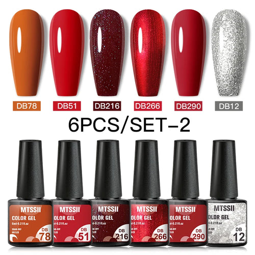 6PCS/SET Color Nail Gel Polish Set Kits  Base Top Coat  Varnish Soak