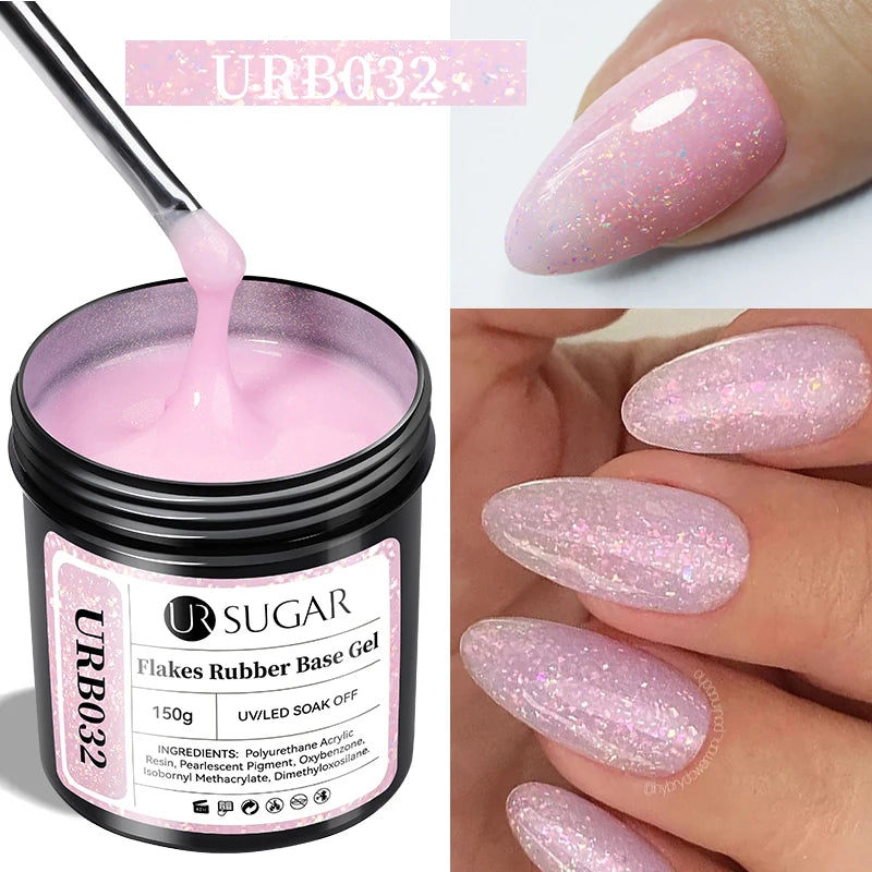 UR SUGAR 150g Rubber Base Gel Nail Polish Sparking Aurora Glitter