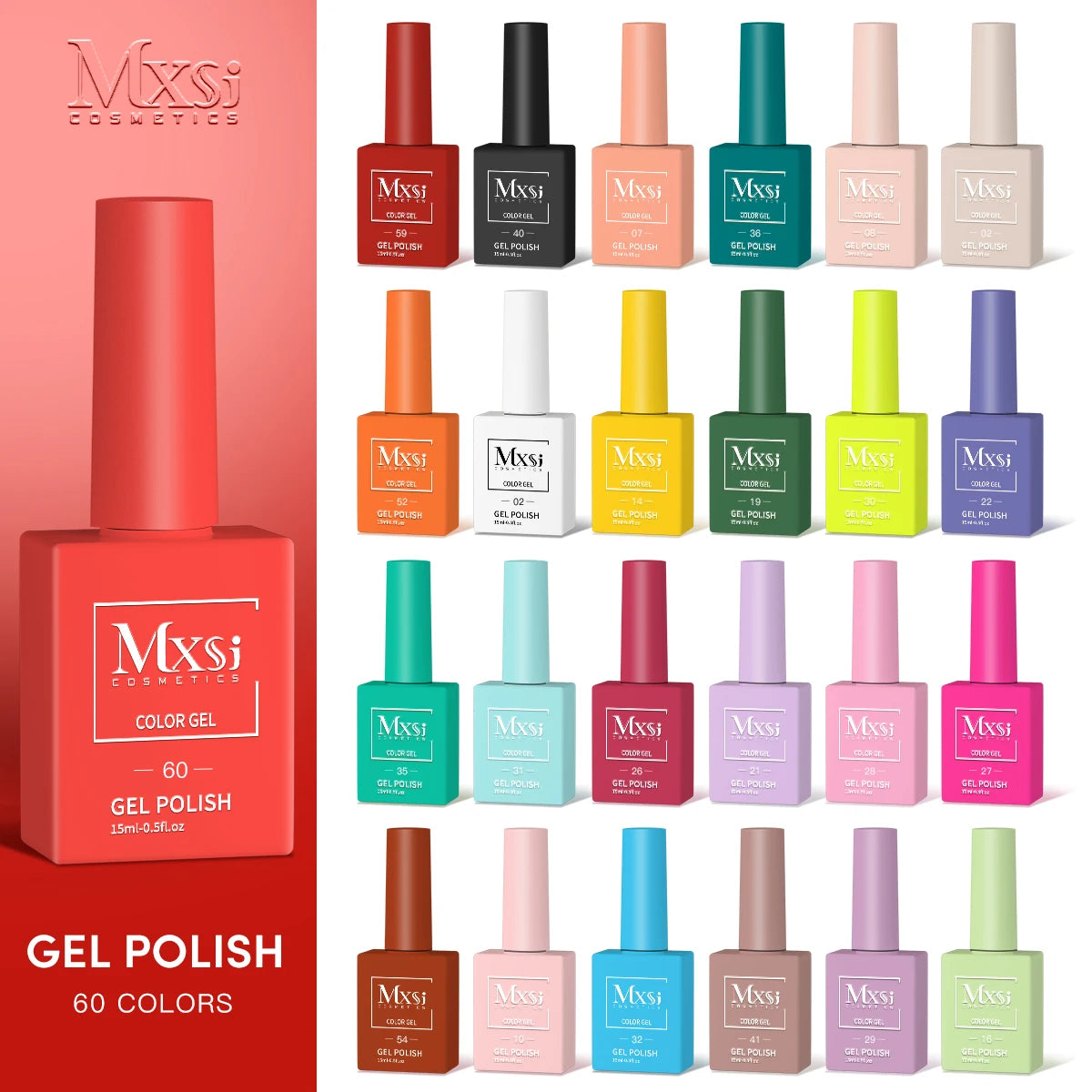 Mxsi 15ml Gel Nail Polish Neon Brown Royal Blue Red Green Pastal Nude