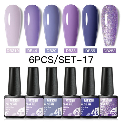 6PCS/SET Color Nail Gel Polish Set Kits  Base Top Coat  Varnish Soak