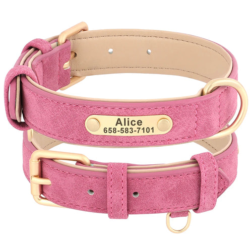 Personalized Dog Collar Custom PU Leather Dog Collars Free Engraved