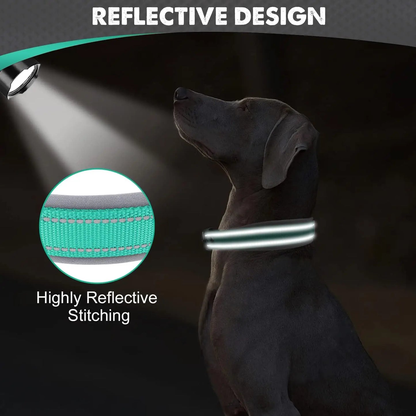 Padded Dog Collars for small Medium large Dogs Reflective Wide Pet