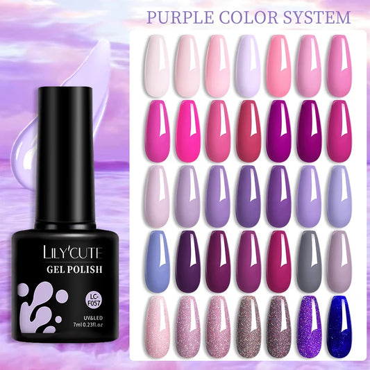 LILYCUTE 129 Colors 7ML Nail Gel Polish Nail Supplies Vernis Semi