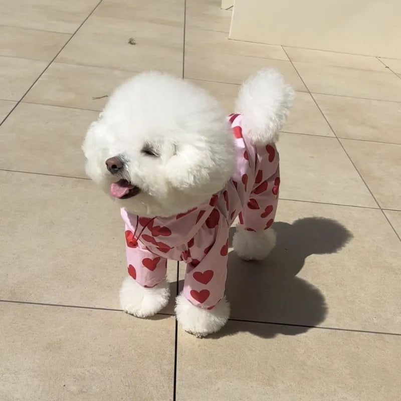 Ins Love Puppy Clothing All-in-one Waterproof Heart Cloud Print