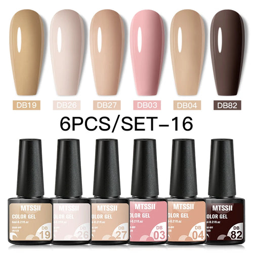 6PCS/SET Color Nail Gel Polish Set Kits  Base Top Coat  Varnish Soak