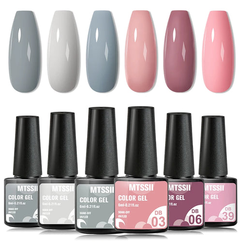 6PCS/SET Color Nail Gel Polish Set Kits  Base Top Coat  Varnish Soak