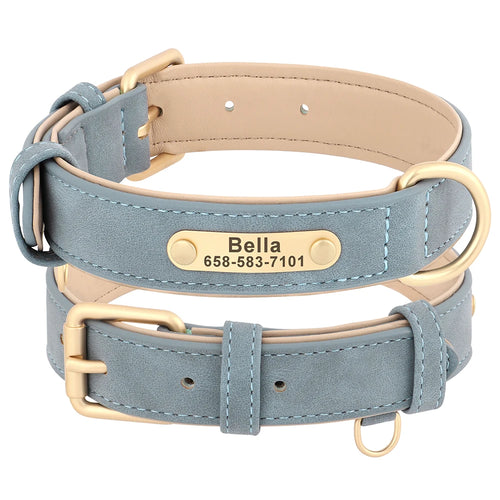 Personalized Dog Collar Custom PU Leather Dog Collars Free Engraved