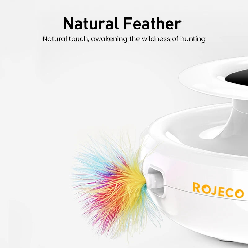 ROJECO 2 in 1 Smart Cat Toys Automatic Feather Fun Ball Toy Set For