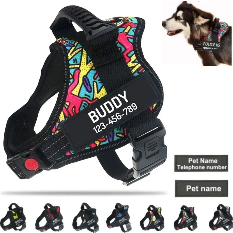 Personalised No Pull Dog Harness with Custom Name and Phone Number