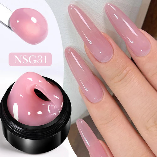 BORN PRETTY Jelly Nude Pink Non Stick Hand Solid Extension Nail Gel