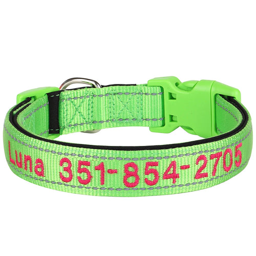 Embroidered Nylon Dog Collar Free Custom Dogs Collar Reflective Pet ID