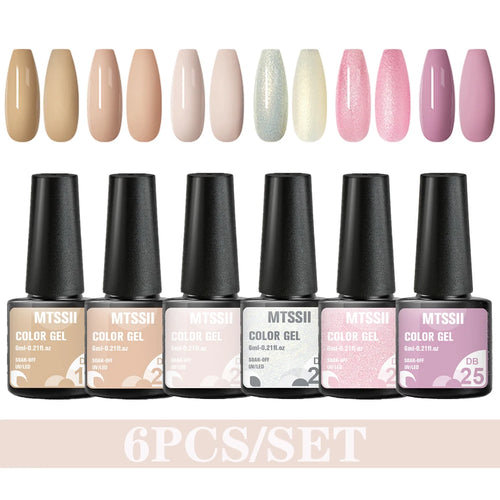 6PCS/SET Color Nail Gel Polish Set Kits  Base Top Coat  Varnish Soak