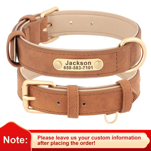 Personalized Dog Collar Leash PU Leather Dog Collars Pet Walking Lead