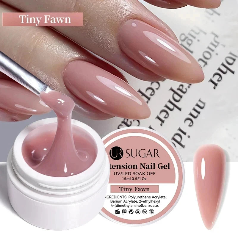 UR SUGAR 15ml Extension Nail Gel Polish Nails Finger Form Clear Nude