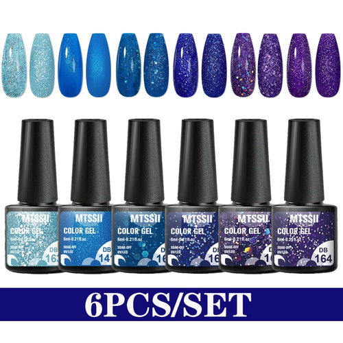 6PCS/SET Color Nail Gel Polish Set Kits  Base Top Coat  Varnish Soak