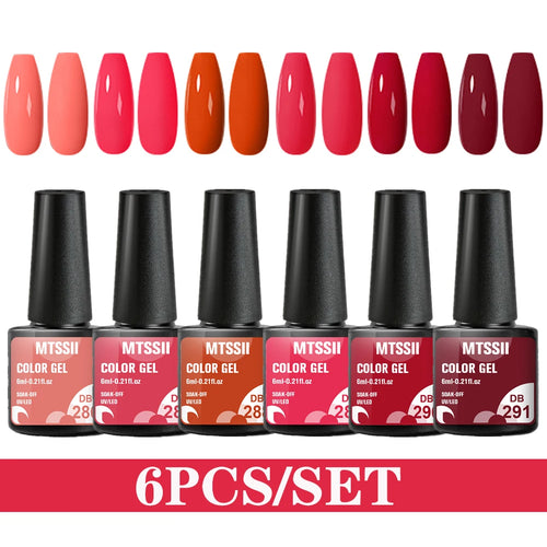 6PCS/SET Color Nail Gel Polish Set Kits  Base Top Coat  Varnish Soak