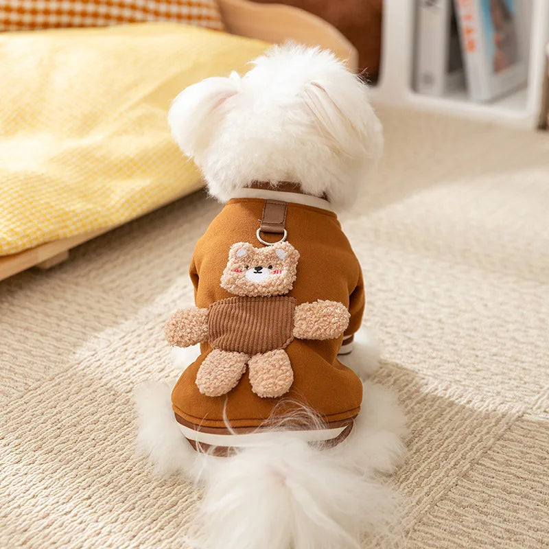 Autumn Winter Dog Clothes 2024 Dog Hoodies Pet Dog Coat Bear Pocket