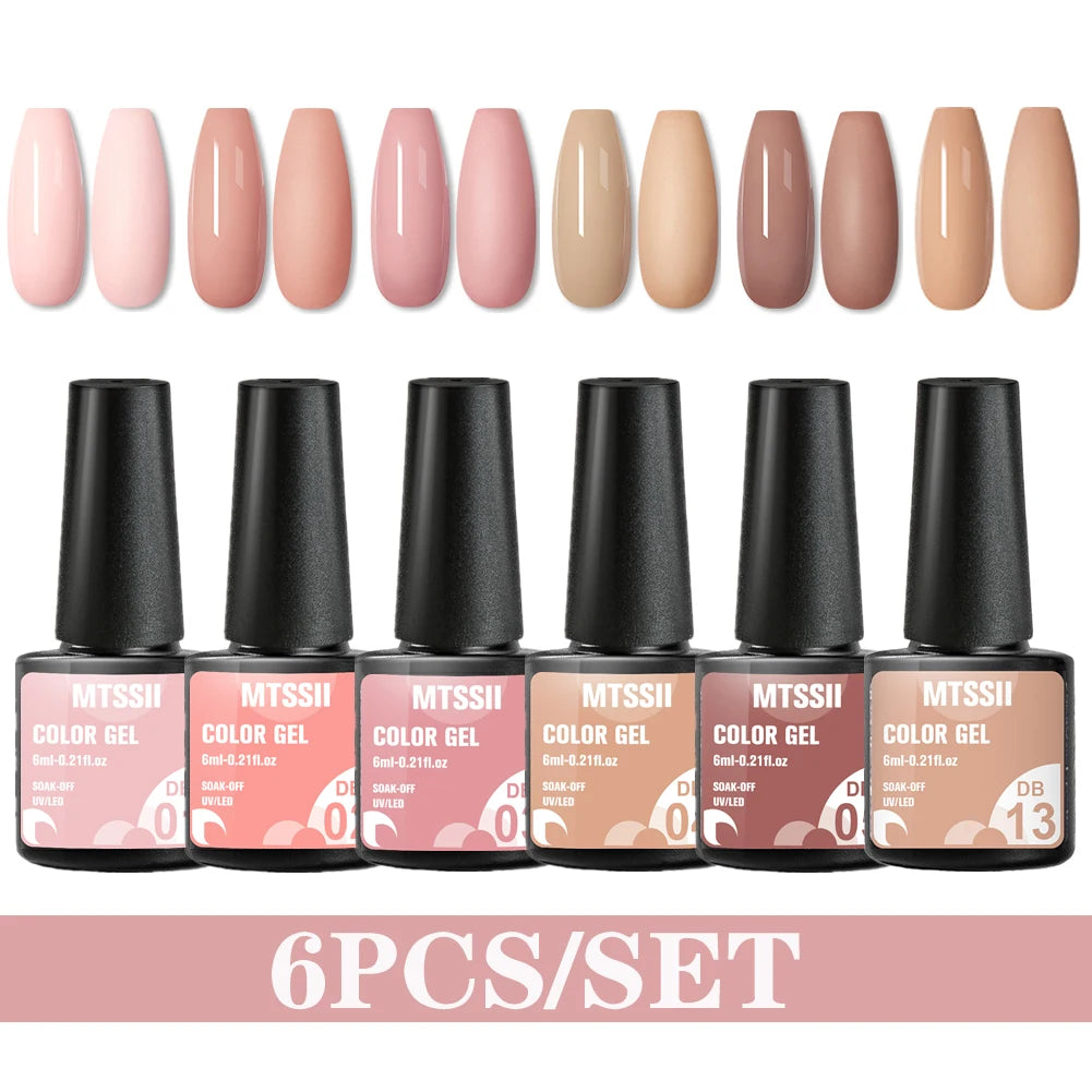 6PCS/SET Color Nail Gel Polish Set Kits  Base Top Coat  Varnish Soak