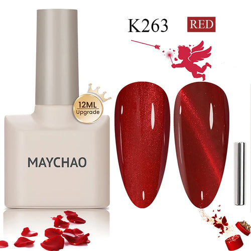 MAYCHAO 12ML Cat Eye Gel Nail Polish With Magnet Soak off UV