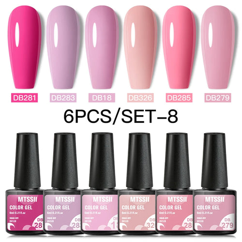 6PCS/SET Color Nail Gel Polish Set Kits  Base Top Coat  Varnish Soak